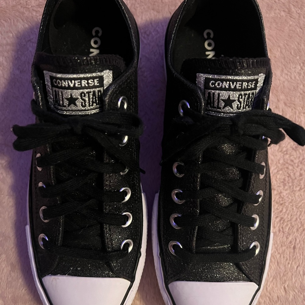 Platform converse size 7 black glitter sparkle